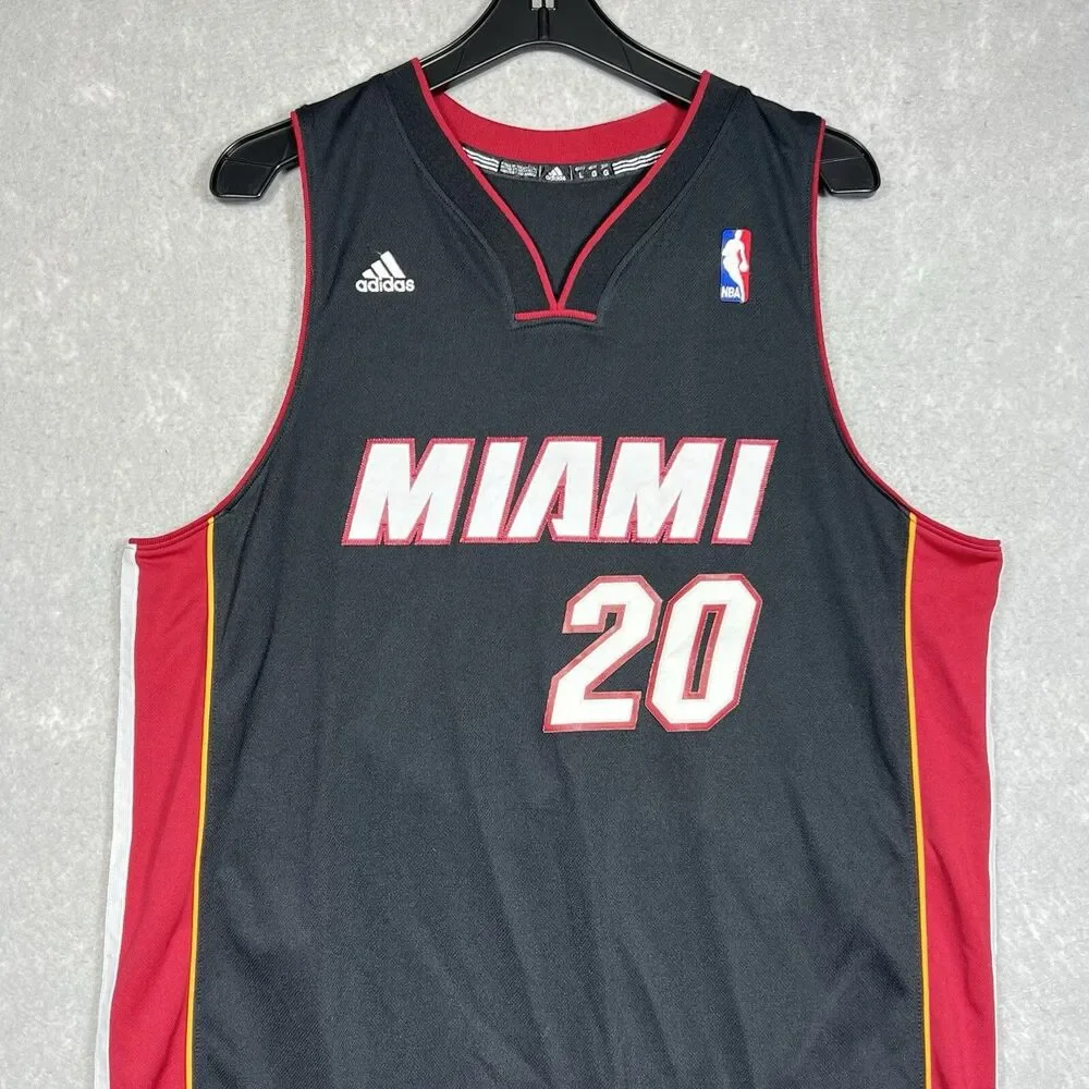 VTG Adidas 2013-14 Greg Oden #20 NBA Miami Heat Jersey Black Swingman Size Large